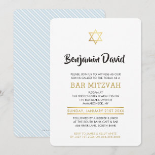 BAR MODERNE MITZVAH INVITATION simple stylé or sta