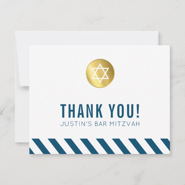 BAR MODERNE MITZVAH merci tache or blanc bleu (Devant)