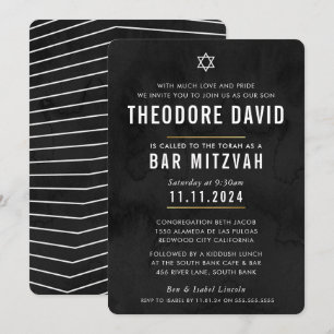 BAR MODERNE MITZVAH noir motif simple Invitation