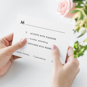 Bar moderne ou carte RSVP Bat mitzvah avec repas