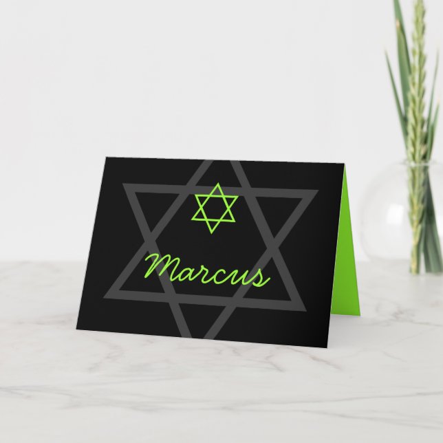 Bar noir et vert Mitzvah Merci (Devant)