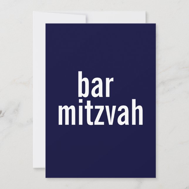 Bar or Bat Mitzvah Announcements {Navy Blue} (Front)