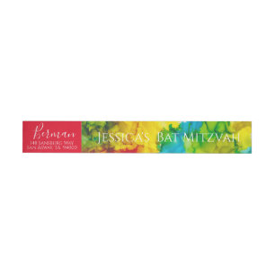 Bar or Bat Mitzvah Colour Wrap Around Address Labe Wraparound Address Label