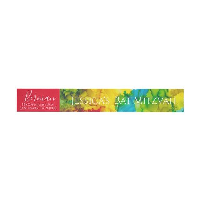 Bar or Bat Mitzvah Colour Wrap Around Address Labe Wraparound Address Label (Individual)