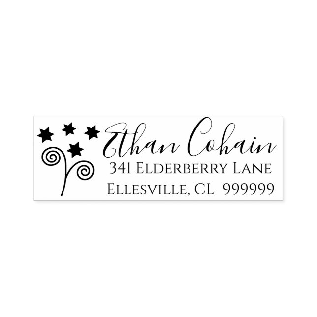 Bar or Bat Mitzvah flowery stars Design Self-inking Stamp (Design)