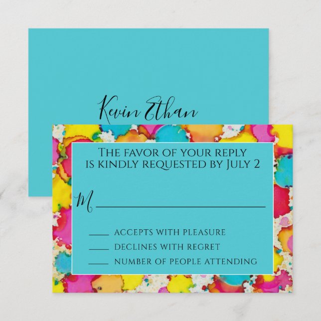 Bar or Bat Mitzvah RSVP A Splash of Colour Too (Front/Back)