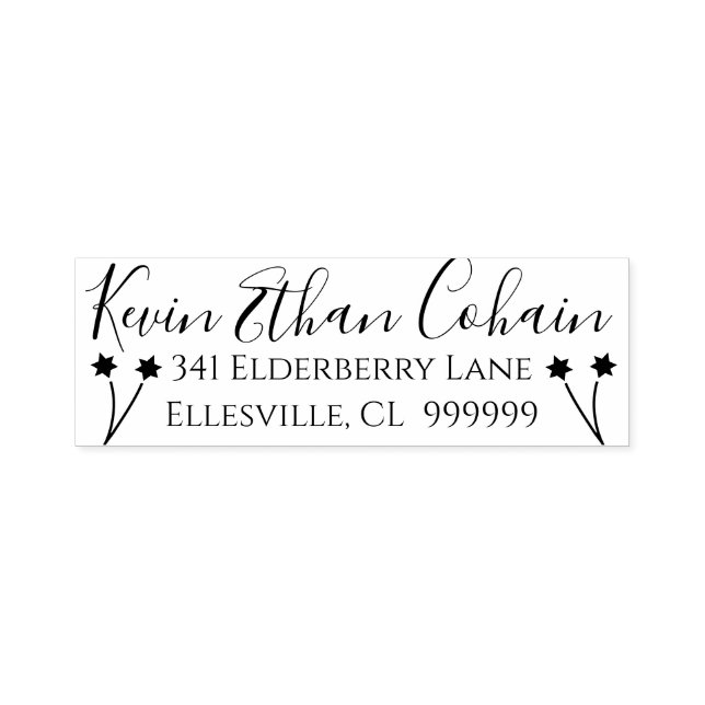 Bar or Bat Mitzvah Star flowers Design Self-inking Stamp (Design)
