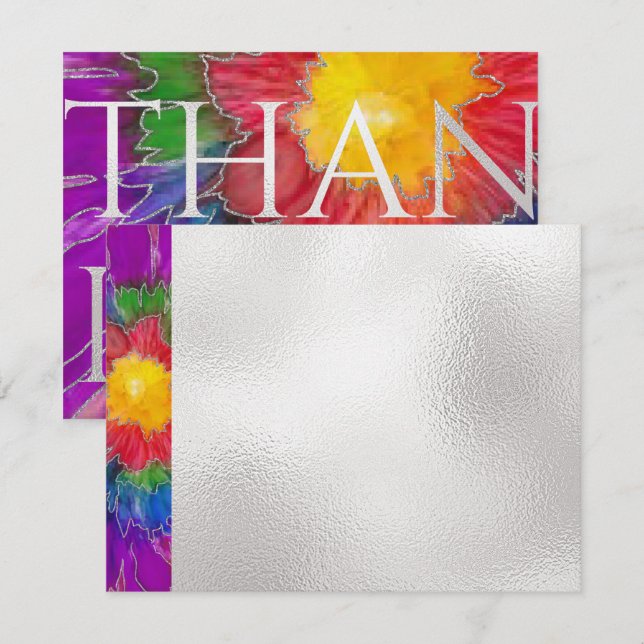 Bar or Bat Mitzvah Thank You Elegant Inked Florals (Front/Back)