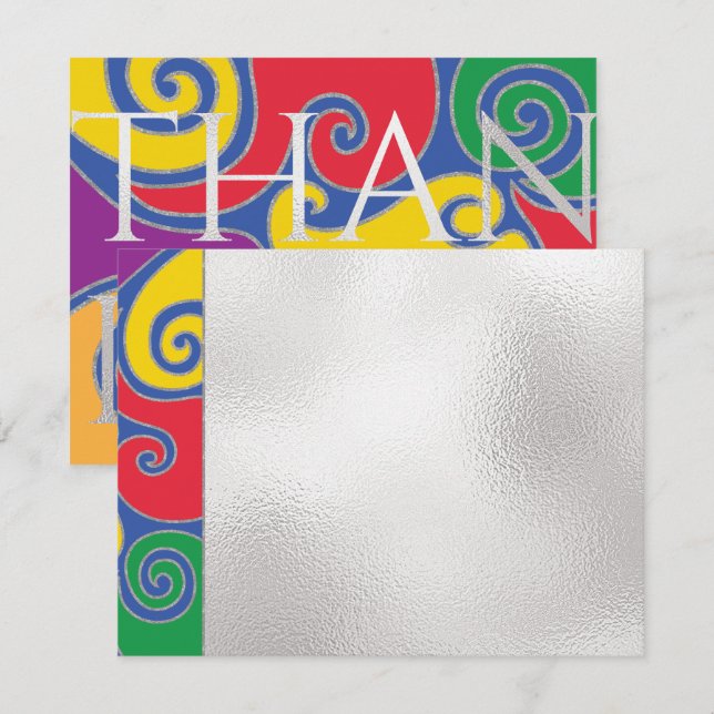 Bar or Bat Mitzvah Thank You Elegant Swirls Card (Front/Back)