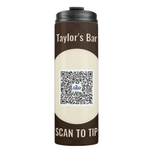 Bar QR Tip Tumbler – Scan to Tip Custom Logo
