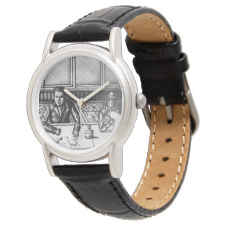 Bar Scene Hand Drawn Watch