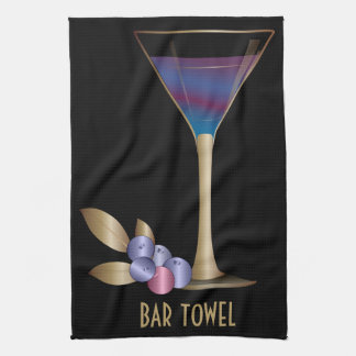 Bar Serviette Blueberry Gold Martini Verre