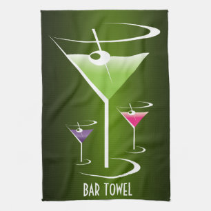 Bar Serviette Green Cocktail Martini Verre