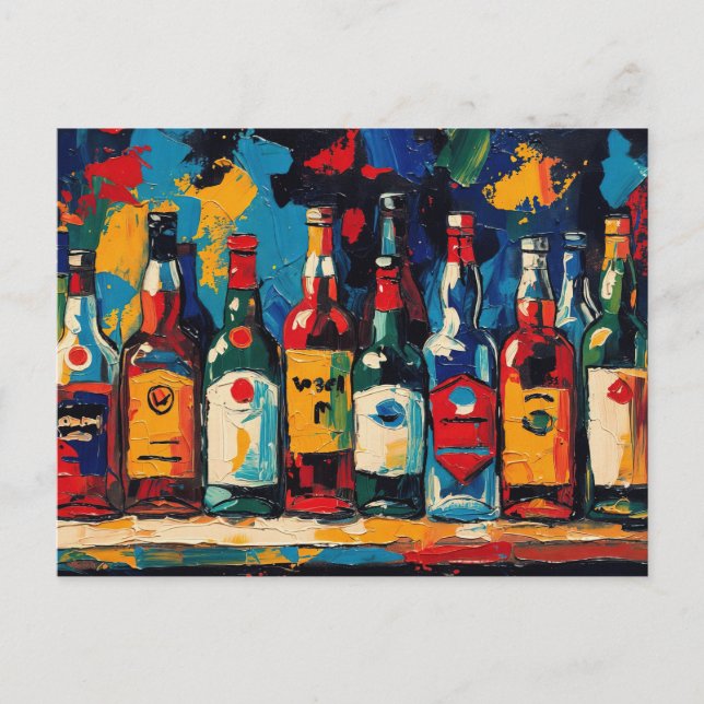 "Bar Shelf Bottle Collection" (Style 1) Holiday Postcard (Front)