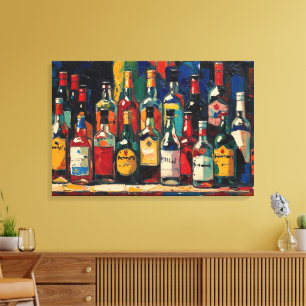 "Bar Shelf Bottle Collection" (Style 3) Canvas Print