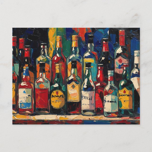 "Bar Shelf Bottle Collection" (Style 3) Holiday Postcard (Front)