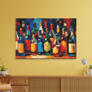 "Bar Shelf Bottle Collection" (Style 6) Canvas Print