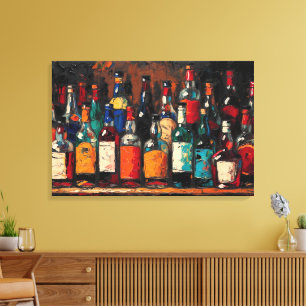 "Bar Shelf Bottle Collection" (Style 8) Canvas Print