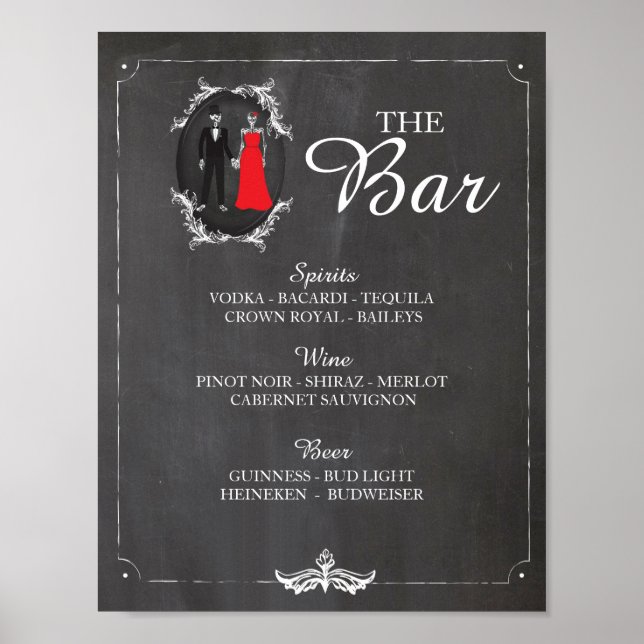 Bar Skeletons Halloween Sign Wedding Reception (Front)