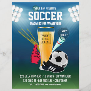 Bar Soccer Event Menu add logo and photo