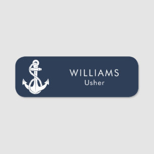 Bar Staff Personalized Nautical Anchor Boat Crew Name Tag