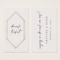 Bar Ticket Drink Token Wedding Reception Card C100