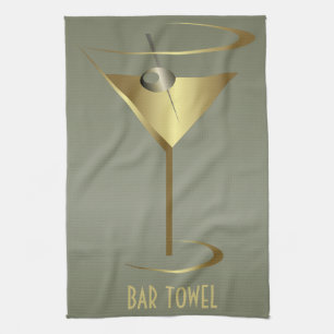 Bar Towel Gold Martini Glass
