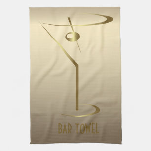 Bar Towel Gold Martini Glass