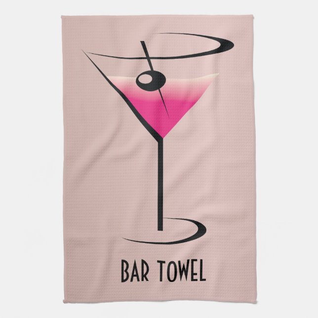 Bar Towel Pink Martini Cocktail Glass (Vertical)