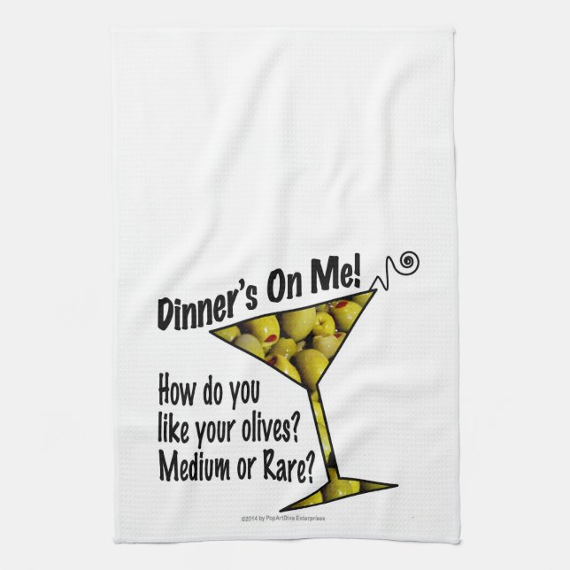BAR TOWELS Dinner! Olives? Medium or Rare? (Vertical)