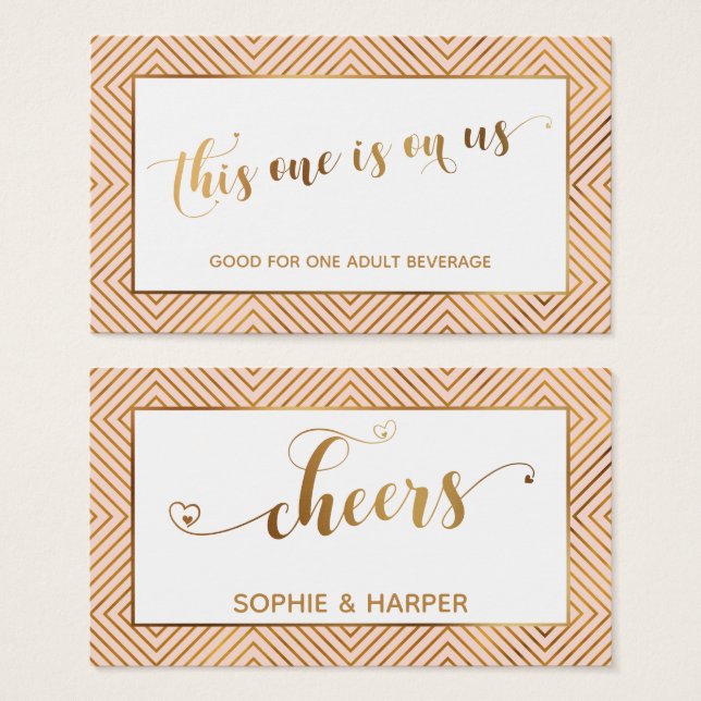 Bar Vouchers, Gold Hearts Script, Diamonds, Blush (Front & Back)
