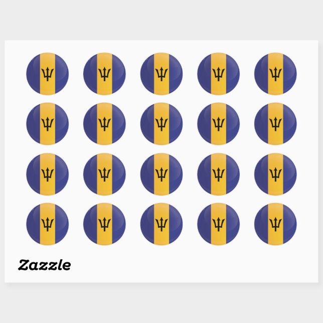 Barabados  Round Icon Flag Classic Round Sticker (Sheet)