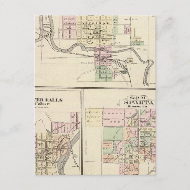 Baraboo, Black River Falls and Sparta Postcard (Front)