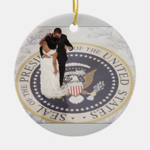 Barack and Michelle Obama Ceramic Ornament