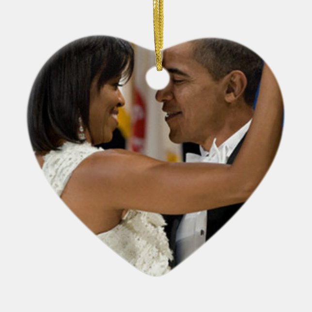 Barack and Michelle Obama Ceramic Ornament (Front)