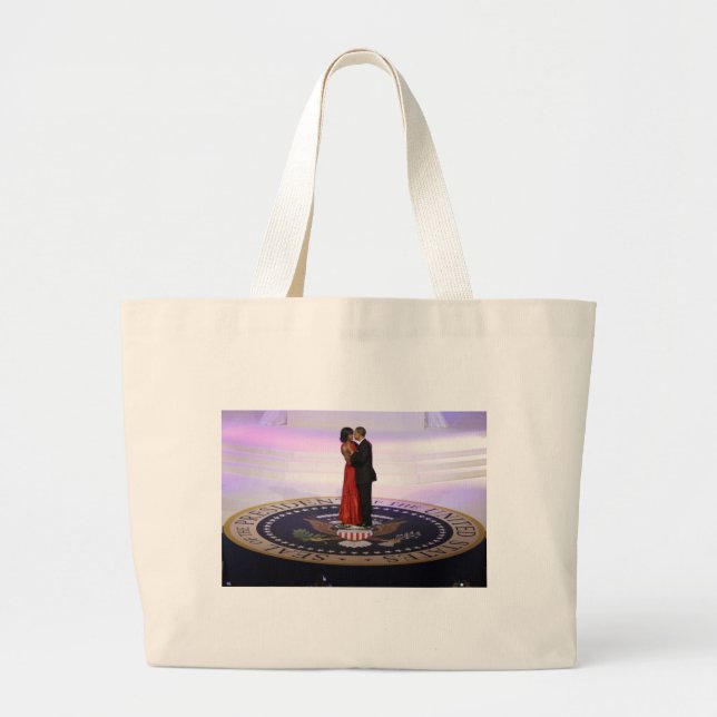 Barack and Michelle Obama Large Tote Bag (Front)