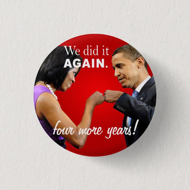 Barack and Michelle Obama victory fist bump 1 Inch Round Button (Front)