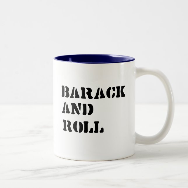 Barack and Roll T-shirt Two-Tone Coffee Mug (Right)