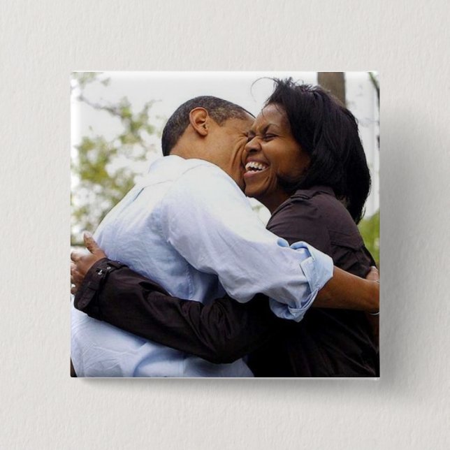 Barack & Michelle Obama 2 Inch Square Button (Front)