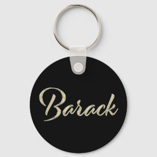 Barack Name whitegold Button Keytags Keychain