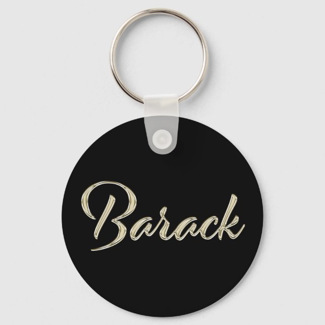 Barack Name whitegold Button Schlüsselanhänger Keychain (Front)