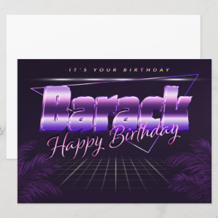 Barack Nom Prénom carte rétro violette anniversair