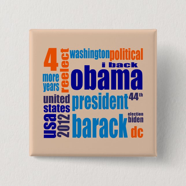Barack Obama 2012 Tag Cloud Button (Front)