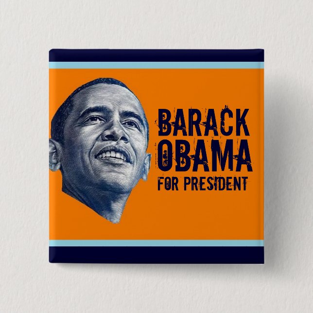 Barack Obama 2 Inch Square Button (Front)