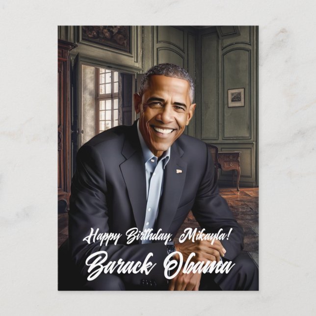  Barack Obama 44th President Birthday Postcard (Front)