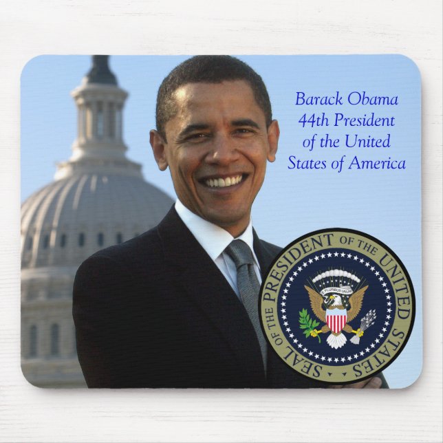 Barack Obama 44th President Gold Seal Mouse Pad (Front)