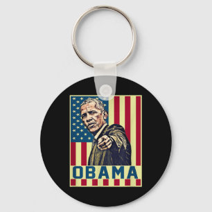 Barack Obama 44th Usa President Pop Art Vintage Us Keychain