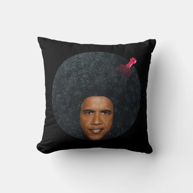 Barack Obama Afro Portrait Stencil Throw Pillow (Front)