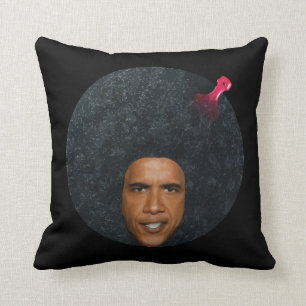 Barack Obama Afro Portrait Stencil Throw Pillow