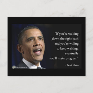 Barack Obama And "Making Progress" Quote Postcard